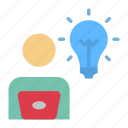 bulb, buld, businessman, connectivity, freelancer, online employee, person
