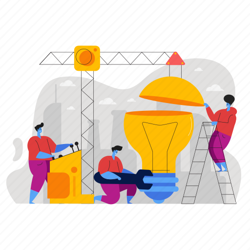 Product, development, team, building, idea, thought, man illustration - Download on Iconfinder