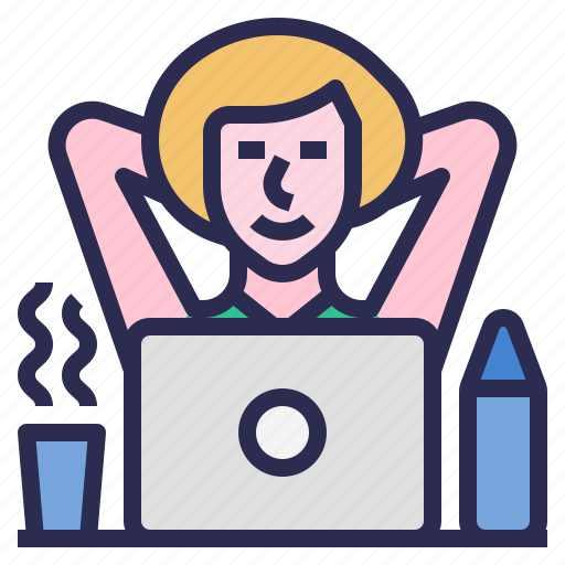 Relaxation, relax, satisfaction, businesswoman, work relax, work life balance, work satisfaction icon - Download on Iconfinder