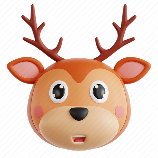 Deer, grazing mammal, deer head, antlered buck, baby fawn 3D illustration - Download on Iconfinder