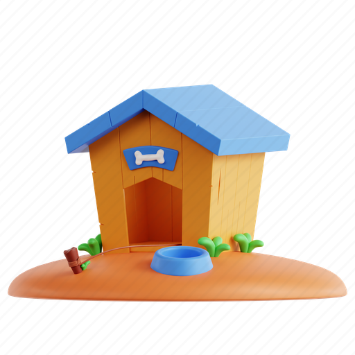 Dog, house, canine shelter, doghouse, pet home, dog kennel, animal housing 3D illustration - Download on Iconfinder
