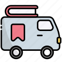 van, library, vehicle, book, car, reading