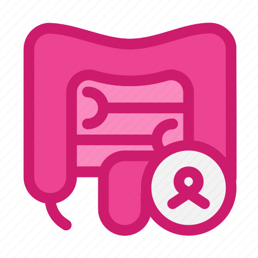 Instestine, cancer, intestine, cancer ribbon, chemo, healthcare and medical, chemotherapy icon - Download on Iconfinder