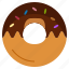 donut, dough, sweet, chocolate, food, and, restaurant 