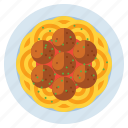 spaghetti, meatballs, food