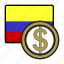 coin, colombia, exchange, peso, money, payment, colombian flag 