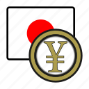 coin, exchange, japan, yen, money, japan flag, payment