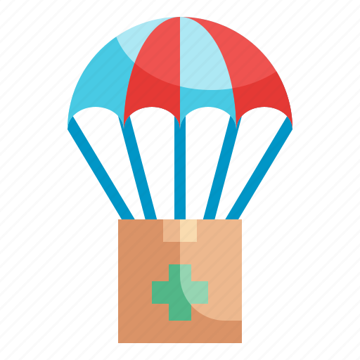 Airdrop, humanitarian, parachute, aid, shipment icon - Download on Iconfinder
