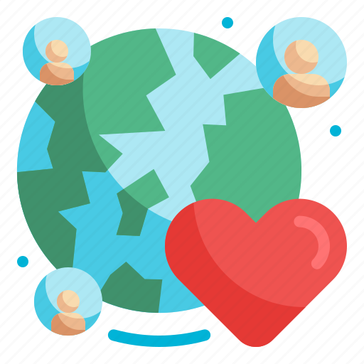 Earth, solidarity, humanitarian, cooperate, heart icon - Download on Iconfinder