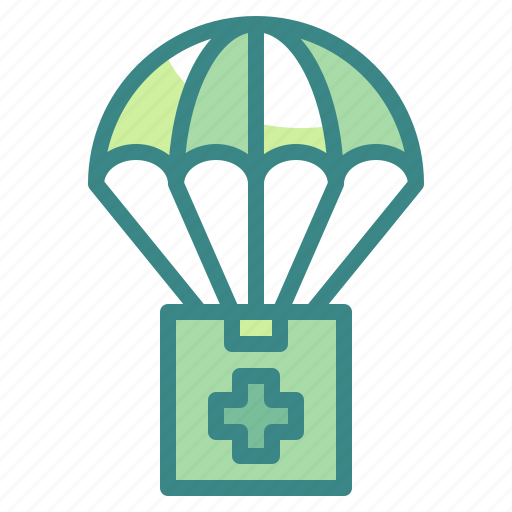 Airdrop, humanitarian, parachute, aid, shipment icon - Download on Iconfinder