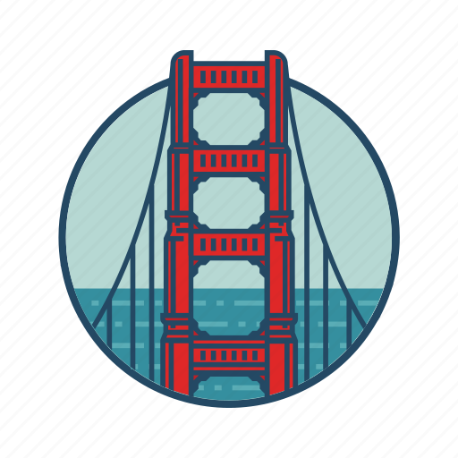 Bridge, california, famous building, gate, golden gate usa, landmark, united icon - Download on Iconfinder