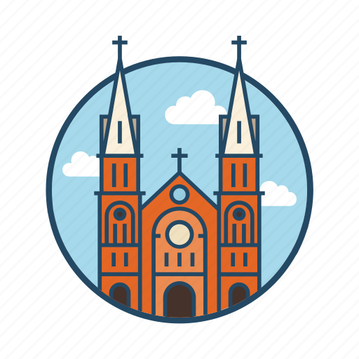 Basilica, chalk, church, famous building, landmark, notre dame cathedral vietnam, saigon icon - Download on Iconfinder