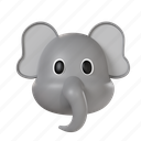 elephant, trunk, grey, head, face, animal, wild 