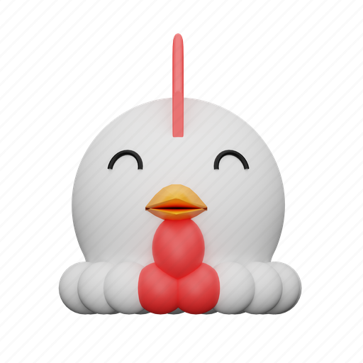 Chicken, animal, farm, egg, white 3D illustration - Download on Iconfinder