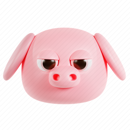 Pig, pink, animal, farm, piglet, head 3D illustration - Download on Iconfinder