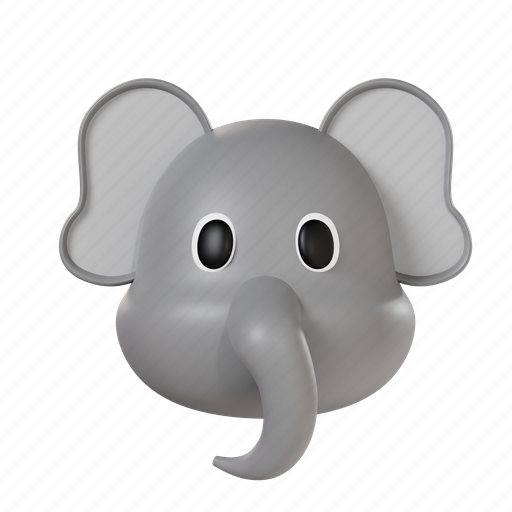 Elephant, trunk, grey, head, face, animal, wild 3D illustration - Download on Iconfinder