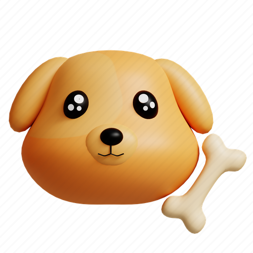 Dog, pet, puppy, bone, brown, doggy 3D illustration - Download on Iconfinder