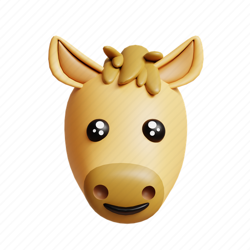 Horse, farm, animal, mammal, head, brown 3D illustration - Download on Iconfinder