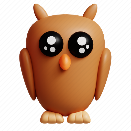 Owl, bird, night, animal, wild, nature, brown 3D illustration - Download on Iconfinder