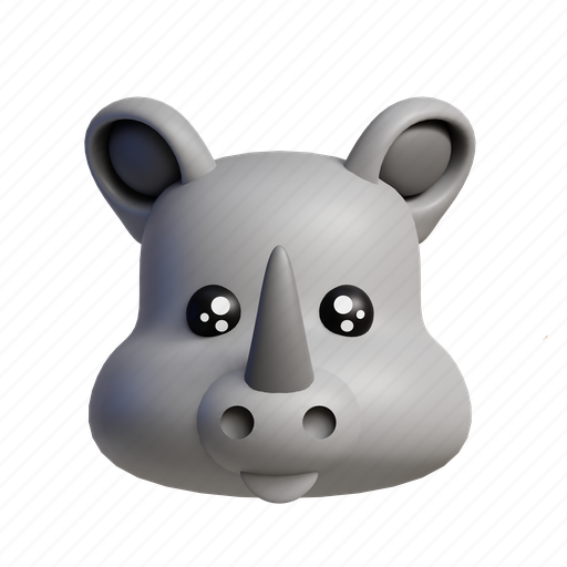 Rhinoceros, animal, wild, rhino, mammal, zoo, gray 3D illustration - Download on Iconfinder