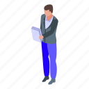 office, manager, writing, papers, isometric