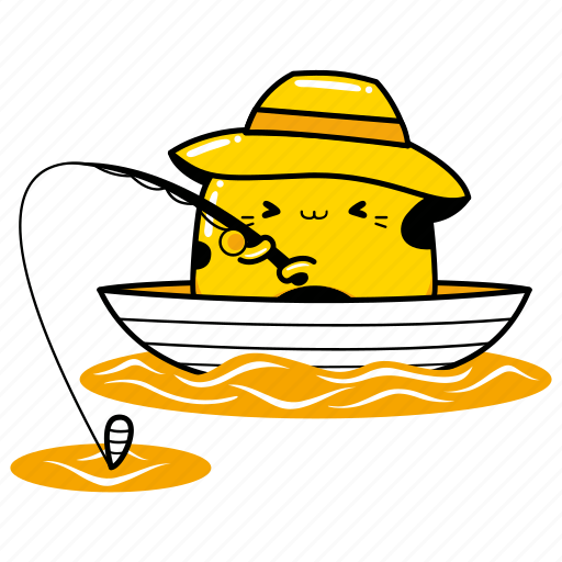 Cute, cat, fisherman, fishing, fish, water, people icon - Download on Iconfinder