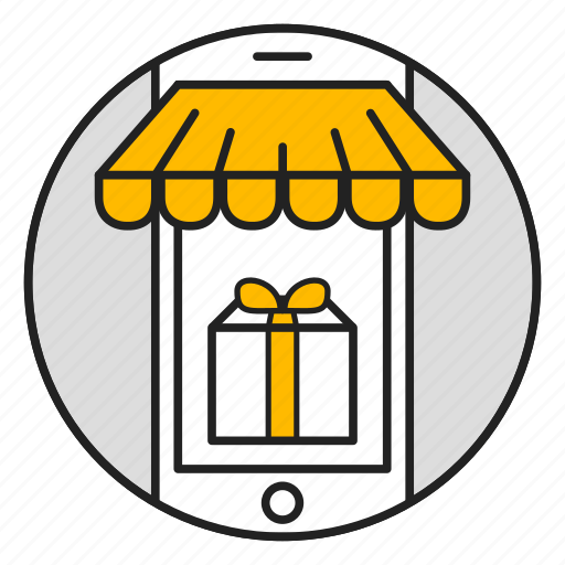 Commerce, gift, mobile, online store, phone, present, shop icon - Download on Iconfinder