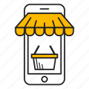 cart, mobile, online store, phone, shop, shopping, store
