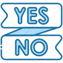 banner, yes, no, message, ribbon