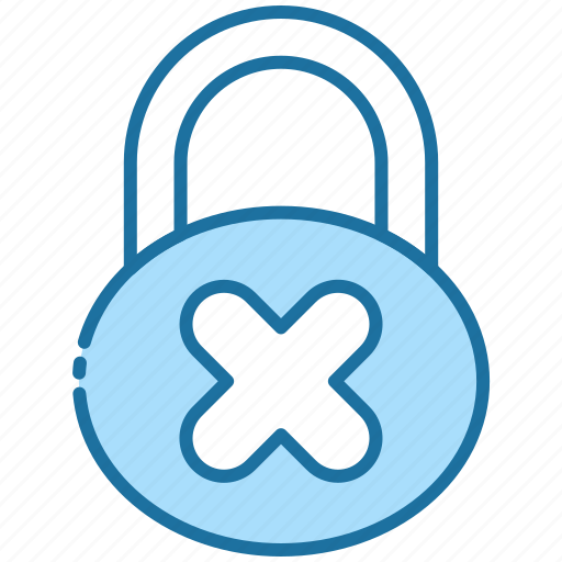 Lock, cross, delete, unsecure, security, padlock icon - Download on Iconfinder