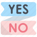 banner, yes, no, message, ribbon