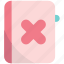 book, cross, remove, wrong, cancel 