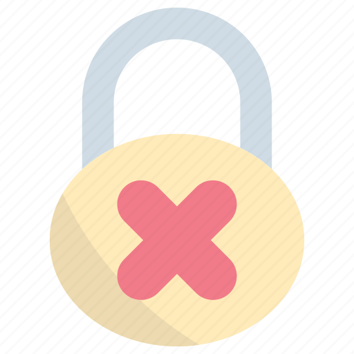 Lock, cross, delete, unsecure, security, padlock icon - Download on Iconfinder