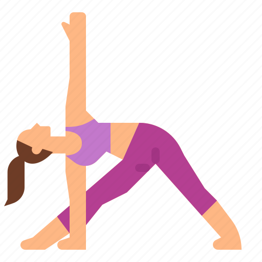 Exercise, extended, pose, triangle, trikonasana, yoga icon - Download on Iconfinder