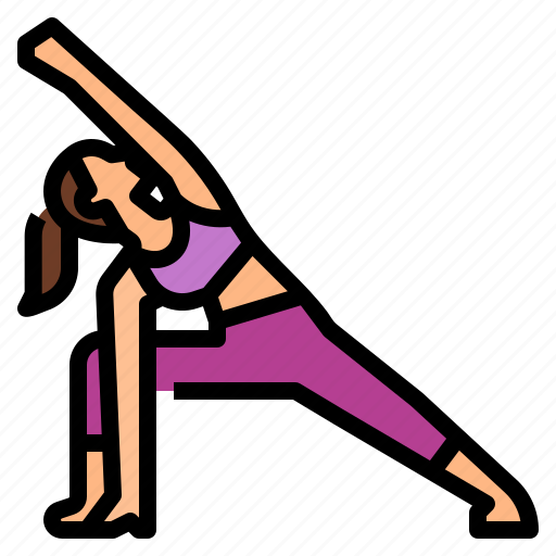 Angle, extended, parsvakonasana, pose, side, utthita, yoga icon - Download on Iconfinder