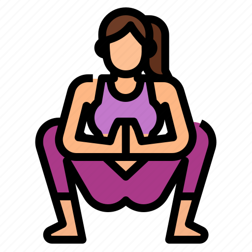 Exercise, garland, malasana, pose, yoga icon - Download on Iconfinder