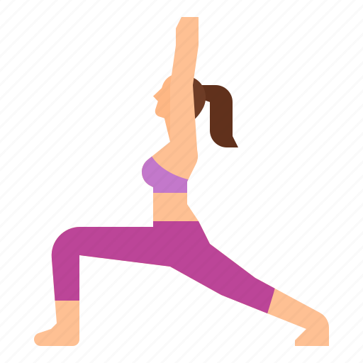Exercise, pose, urdhva, virabhadrasana, warrior1, yoga icon - Download on Iconfinder