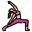 exercise, pose, reverse, warrior, yoga 