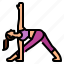 exercise, pose, revolved, triangle, yoga 