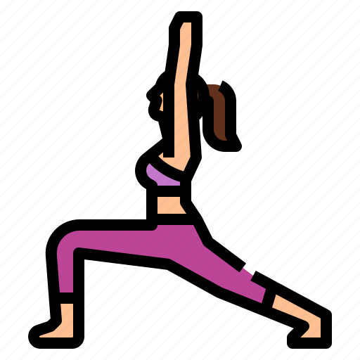 Exercise, pose, urdhva, virabhadrasana, warrior1, yoga icon - Download on Iconfinder