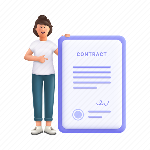 Sign, contract, file, document, deal, agreement, business 3D illustration - Download on Iconfinder