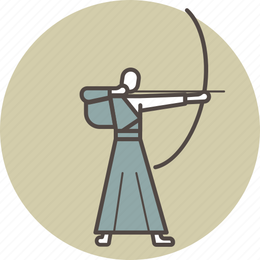 Arch, arrow, color, japan, kyudo, man, zen icon - Download on Iconfinder