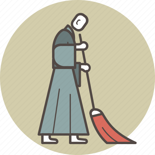 Broom, brush, color, dust, meditation, monk, sweeping icon - Download on Iconfinder