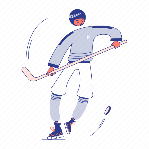 Hockey guy, sport, fitness, activity, hockey player, stick, ice illustration - Download on Iconfinder