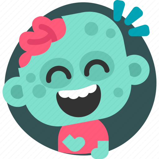 Zombie, emoji, smile, sticker, emotion, halloween, badge sticker - Download on Iconfinder