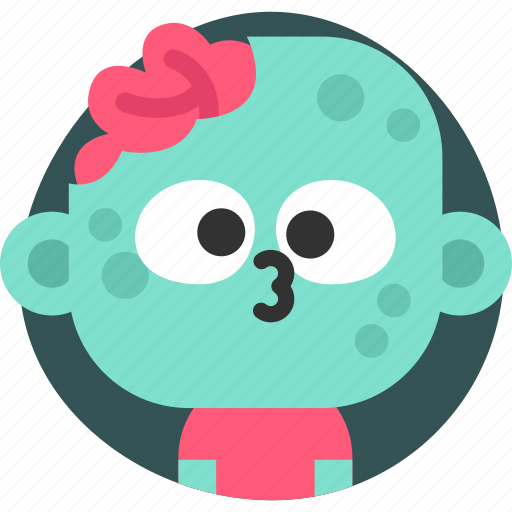 Zombie, emoji, smile, sticker, emotion, kiss, halloween sticker - Download on Iconfinder