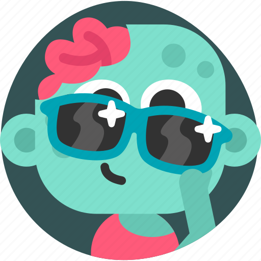 Zombie, emoji, smile, sticker, emotion, glasses, cool sticker - Download on Iconfinder