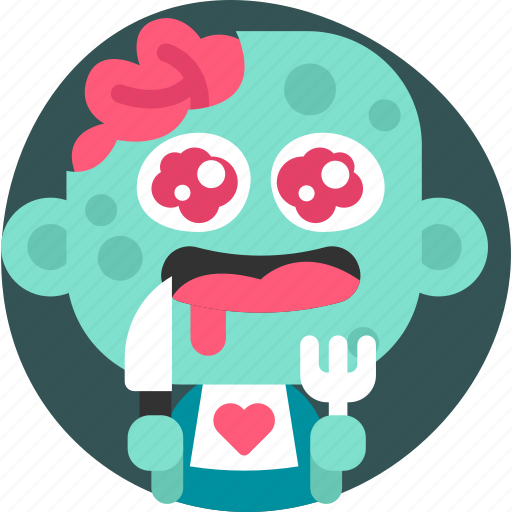 Zombie, emoji, smile, sticker, emotion, eat, food sticker - Download on Iconfinder