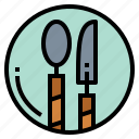 food, knife, restaurant, spoon