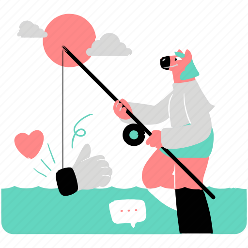 Social, media, networking, network, comment, heart, fish illustration - Download on Iconfinder